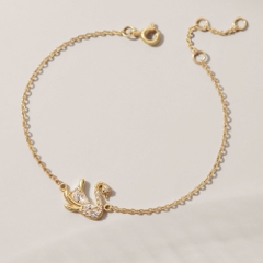 Lắc Tay Bạc 925 Hình Thiên Nga Nhỏ Đính Đá - Tiny Pretty Swan - VGB13