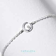 Lắc Tay Bạc 925 Mặt Trăng Khuyết Đính Đá Hàn Quốc Moon & Star - VGB01