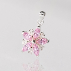 Mặt Dây Chuyền/Charm Bạc 925 Hoa Đính Đá Hồng Blossom Flower - VGP13