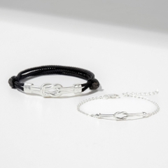 Cặp Vòng Tay Đôi Bạc 925 Love Knot Nút Thắt Gắn Kết - VYB46-VYB47