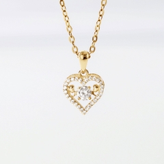 Quà Tặng 8/3 Dây Chuyền Bạc 925 Trái Tim Đá Nhảy Đính Đá Viền Stone Bling Heart - VYN60