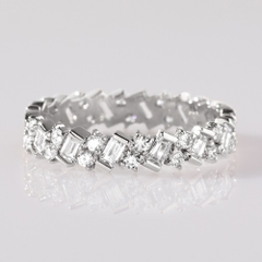 Nhẫn Bạc 925 Đính Đá Full Vòng Chữ Nhật Chéo Eternity Ring - VGR18