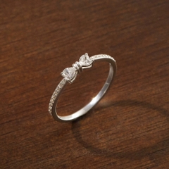 Nhẫn Bạc 925 Nơ Đá Trái Tim Trắng/Hồng Đính Đá Lấp Lánh - VCR41