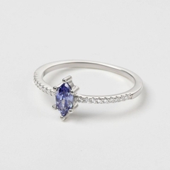 Nhẫn Chủ Bạc 925 Đính Đá Hạt Thóc Marquise Màu Xanh Sapphire - VCR506