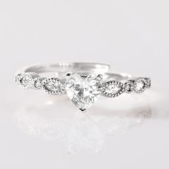Nhẫn Freesize Bạc 925 Đá Trái Tim Heart Princess Ring - VGR13-1