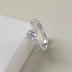 Nhẫn Nữ Freesize Bạc 925 Knot Ring Đính Đá Nút Thắt Cặp Đôi - VYR15