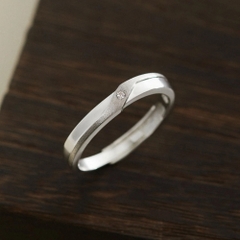 Nhẫn Nam Freesize Bạc 925 Thanh Ngang Đính Đá Chìm Basic - VYR24