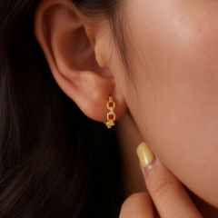 Khuyên Tai Hoop Bạc 925 Xích Vuông Đính Đá - ODE359