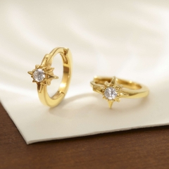 Khuyên Tai Hoop Bạc 925 Sao 8 Cánh Đính Đá - ODE362