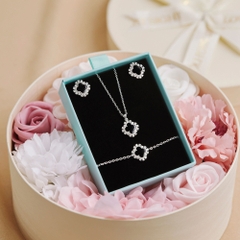 Set Quà Tặng Trang Sức Bạc Cao Cấp - Set 3 Món - Cỏ 4 Lá Đá Onyx Đen 4 Leaf Clover - VCB36 & VCN36 & VCE36