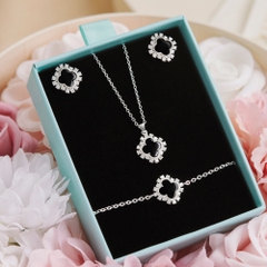 Set Quà Tặng Trang Sức Bạc Cao Cấp - Set 3 Món - Cỏ 4 Lá Đá Onyx Đen 4 Leaf Clover - VCB36 & VCN36 & VCE36