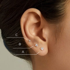 Set Khuyên Tai Bạc 925 Classic Đeo Hàng Ngày -  Set Daily Studs