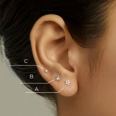 Set Khuyên Tai Chốt Phẳng Bạc 925 Flat Back Hoa Nhí - Set Flower Studs