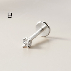 Set Khuyên Tai Bạc 925 Trái Tim Chốt Phẳng Và Cuff Bạc 925 Flat Back  - Set Heart Earrings