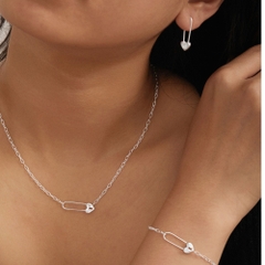 Dây Chuyền Safety Pin Bạc 925 Hình Ghim Cài Đuôi Trái Tim Chữa Lành Tổn Thương - VCN42