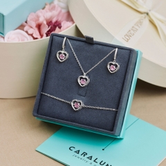Set Quà Tặng Trang Sức Bạc Cao Cấp - Set 3 Món - Trái Tim Đá Nhảy Bling Heart - VYN62 & VYB56 & VYE51