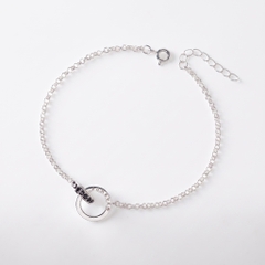 Lắc Tay Bạc 925 Nam Vòng Tròn Đính Đá Đen Eternity Love - VYB83