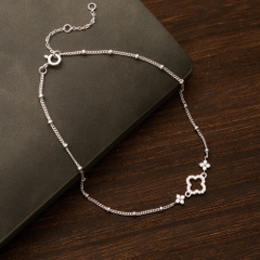 Lắc Chân Bạc 925 Cỏ 4 Lá Phối Đá Hoa Lucky Clover - VCA08