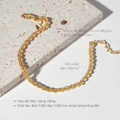 Lắc Tay Bạc 925 Trơn Xoắn Twist - VCB03