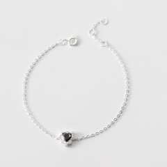 Lắc Tay Bạc 925 Hình Trái Tim Nhỏ Đính Đá Đen - Tiny Heart - VCB11