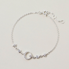 Lắc Tay Bạc 925 Hình Trăng Sao Đính Đá Xen Kẽ Moon Star Bracelet - VCB18