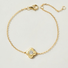 Quà Tặng 8/3 Lắc Tay Bạc 925 Cỏ 4 Lá Đính Đá Chủ May Mắn 4 Leaf Clover - VCB504