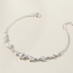 Lắc Tay Bạc 925 Charm Hoa Lá Đính Đá Lấp Lánh - VCB509