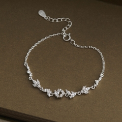 Lắc Tay Bạc 925 Charm Hoa Lá Đính Đá Lấp Lánh - VCB509