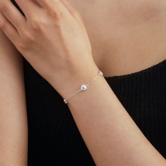 Vòng Tay Bạc 925 Charm Trái Tim Đính Đá Đỏ Ruby Xen Kẽ Heart Bracelet - VCB511
