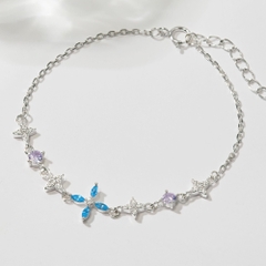 Lắc Tay Bạc 925 Charm Trăng Sao, Trái Tim, Cỏ 4 Lá Đá Màu - Charm Bracelet Collection