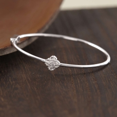 Kiềng Tay Bạc 925 Cỏ 4 Lá May Mắn Đính Đá - VCB521