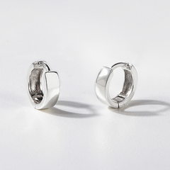 (1 cái) Khuyên Tai Bạc 925 Tròn Bản Dày Hoop Huggie-VCE07-L