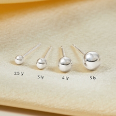 (1 Cái) Khuyên Tai Bạc 925 Nụ Bi Tròn Các Size 2.5-3-4-5 Ly - Ball Stud (Giá 1 chiếc)
