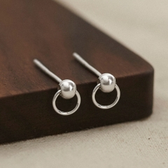 (1 Cái) Khuyên Tai Bạc 925 Vòng Tròn Bi Nhỏ - Ball Circle Stud - VCE20