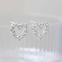 (1 cái) Khuyên Tai Stud Bạc 925 Hình Trái Tim Đính Đá - Tiny Heart Stud-VCE23-L
