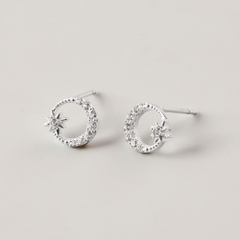 Khuyên Tai Stud Bạc 925 Nụ Trăng Sao Đính Đá Moon Star Studs - VCE37