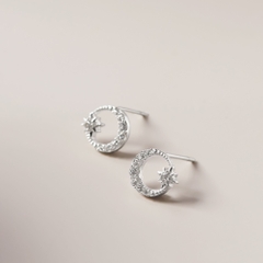 Khuyên Tai Stud Bạc 925 Nụ Trăng Sao Đính Đá Moon Star Studs - VCE37