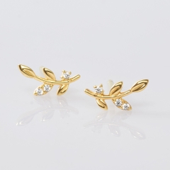 (1 cái) Khuyên Vành Tai Bạc 925 Lá Nguyệt Quế Đính Đá Laurel Studs - VCE41-L