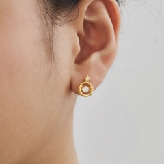 Quà Tặng 8/3 Khuyên Tai Bạc 925 Mặt Tròn Đá Nhảy Hình Ngôi Sao Star Dancing Stone - VCE46