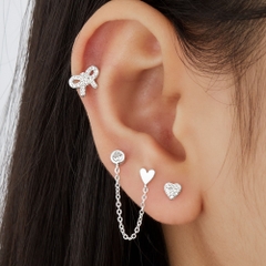 (1 Cái) Bông Tai Stud Bạc 925 Nơ Dễ Thương Đính Đá Lấp Lánh - VCE503-L