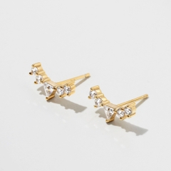 (1 Cái) Khuyên Tai Stud Bạc 925 Hình Hoa Cong Đính Đá Glowy Earrings - VCE508-L