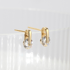 (1 Cái) Bông Tai Nụ Bạc 925 Trái Tim Gắn Đá Tròn Lấp Lánh VCE511-L