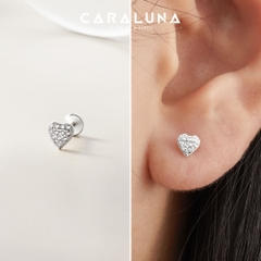 (1 Cái) Khuyên Tai Chốt Vặn Flat Back Bạc 925 Stud Nụ Trái Tim Heart Stud - VCE516-L