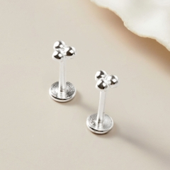 (1 Cái) Khuyên Tai Chốt Vặn Flat Back Bạc 925 Stud Nụ Cỏ 3 Lá Clover Stud - VCE520-L