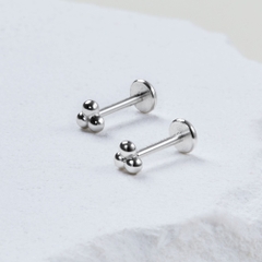 (1 Cái) Khuyên Tai Chốt Vặn Flat Back Bạc 925 Stud Nụ Cỏ 3 Lá Clover Stud - VCE520-L