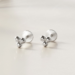 (1 Cái) Khuyên Tai Chốt Vặn Flat Back Bạc 925 Stud Nụ Cỏ 3 Lá Clover Stud - VCE520-L