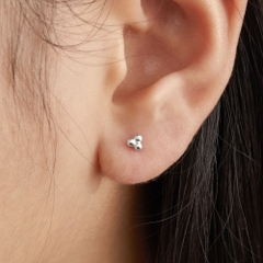 (1 Cái) Khuyên Tai Chốt Vặn Flat Back Bạc 925 Stud Nụ Cỏ 3 Lá Clover Stud - VCE520-L