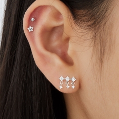 (1 Cái) Khuyên Tai Chốt Vặn Flat Back Bạc 925 Stud Nụ Hoa 5 Cánh Clover Stud - VCE522-L