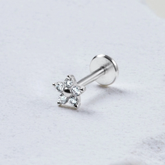 (1 Cái) Khuyên Tai Chốt Vặn Flat Back Bạc 925 Stud Nụ Hoa 5 Cánh Clover Stud - VCE522-L