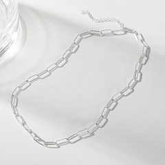 Dây Chuyền Bạc 925 Choker Xích Chữ Nhật Trơn Paperclip - VCN04